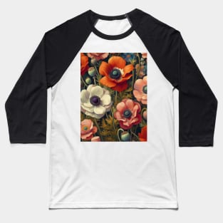 anemone and poppy flower pattern 8 Baseball T-Shirt